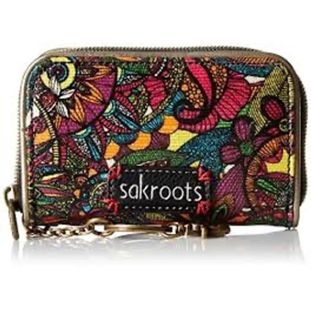 Sakroots ID Lanyard Wallet Womens OS Multi Color Floral Mandala Keychain
